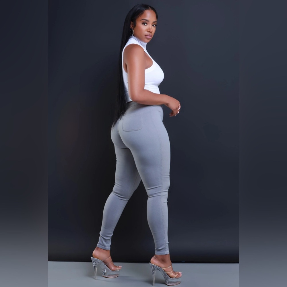 Swank-a-Posh High Waist Stretchy Jeans in Grey